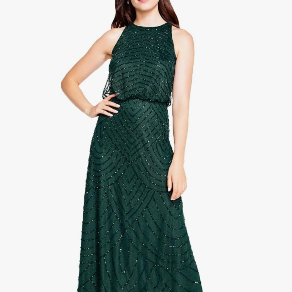 Adrianna Papell Green Maxi Dress